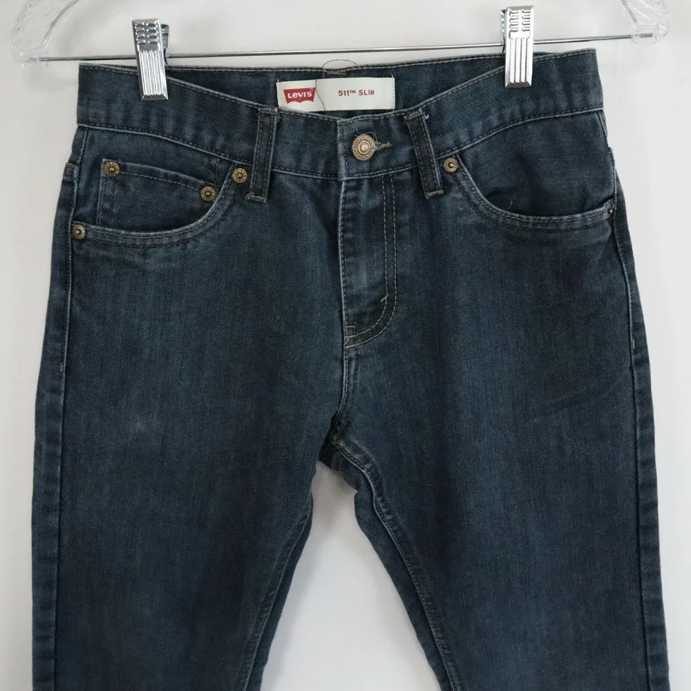 Levi's 511 Jeans Boys 14 Reg 27x27 Standard Slim Fit 5-Pocket Denim Dark Blue‎